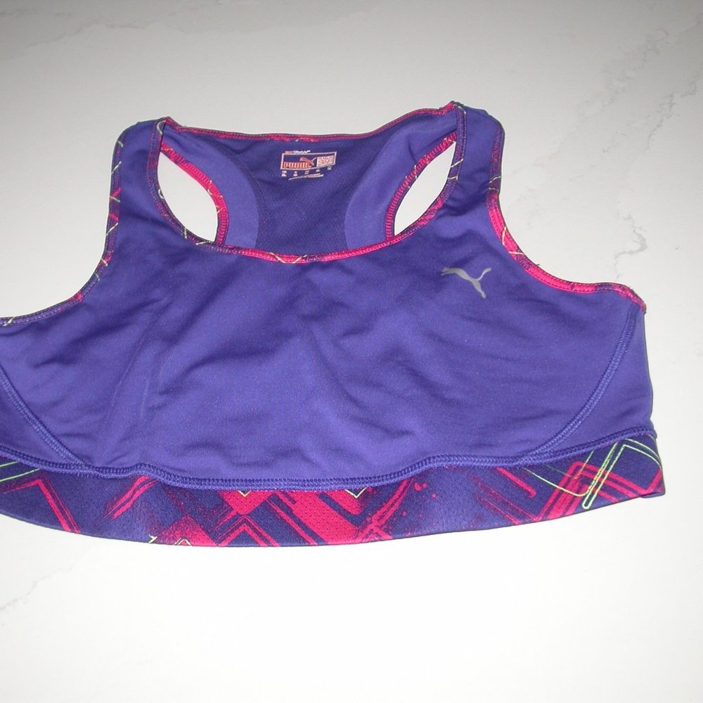 Blue with Pink Trim Sports Bra
